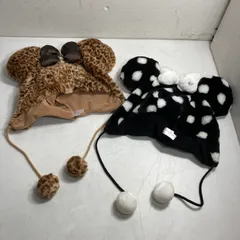 ★ Disney ディズニー ミニーマウス ファンキャップ 2点 まとめ商品 ドット柄ブラック レオパード柄ブラウン 0.38kg