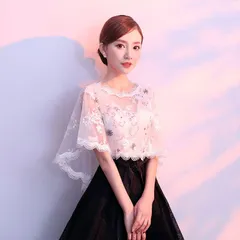 ショール ウェディングショール レース調 白 ウェディング ホワイト 結婚式 花嫁 二次会 パーティー ウェディング  フェミニン ガーリー レース 透け感 豪華 プリンセス 森ガール チュール  前撮り 透け感