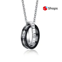 ［小ぶり］ダブルリングペンダント ネックレス ステンレス トップ径20mm f