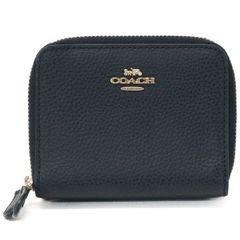 コーチ COACH ライラック コンパクトウォレット レザー F76935 二つ折り財布 ラウンドファスナー Wファスナー ミディアムウォレット コインケース メンズ レディース ブラック 正規品 美品 中古 mbh25008