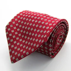 ポロ ブランド ネクタイ 小紋柄 総柄 ワイドタイ PO メンズ レッド POLO 【中古】