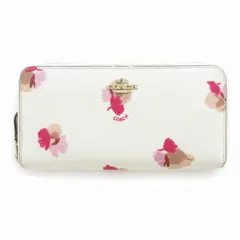 コーチ COACH 長財布 ラウンドファスナー 小銭入れあり 花柄 白系 /UO