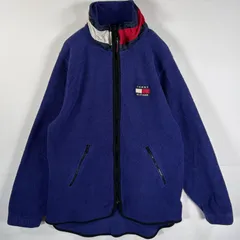 古着 90's/90年代 トミーヒルフィガー TOMMY HILFIGER フリースジャケット ワンポイントワッペンロゴ フルジップ L  パープル レディース