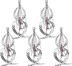 Deep Range タイラバ ネクタイ スカート フック 3本針 ソリッドリング 5個セット 交換用(シルバー（ ソリッドリング）,  10cm)