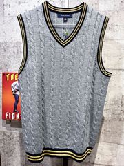 美品 ブルックスブラザーズ FLEECE ウール チルデンベスト ボーイズXL グレー ニット BROOKSBROTHERS