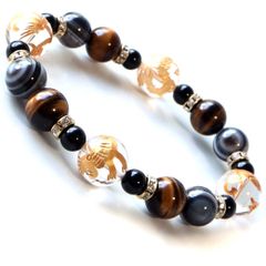 新品 [GOLD STONE] 四神 水晶 ブレスレット AAA タイガーアイ 天眼石 天然石 パワーストーン メンズ アクセサリー