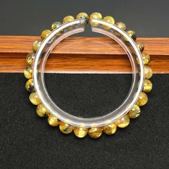 夢色 EU製 ★太陽花タイチンルチル★黄金針水晶 金運 開運 ゴールド ブレスレット パワーストーン ギフト 6.9-7.3mm ZB7853