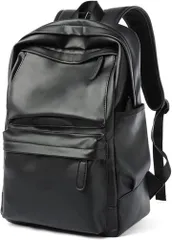 KASSAI PUレザービジネスリュック 男女兼用 25L 軽量 通勤 通学(ブラック,  高さ43cmx幅30cmxマチ15cm)