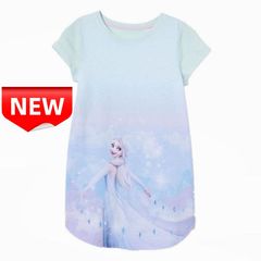 ✨新品✨アナと雪の女王 エルサ ワンピース 子供服 キッズ 女の子 半袖 グラデーション 100 110 120 130 140cm プリンセス ブルー パープル 春夏秋 カジュアル 軽量 お出かけ ディズニー ガールズ ルームウェア 普段着