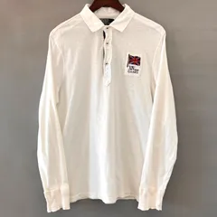 90's〜00's POLO by Ralph Lauren ポロ バイ ラルフローレン ロングポロシャツ ハーフボタンシャツ プルオーバー オフホワイト メンズ Lサイズ