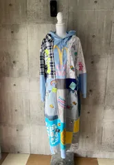 リメイクワンピース 古着ワンピース パッチワークワンピース 大きいサイズワンピース ゆるだぼワンピーストレーナーワンピース