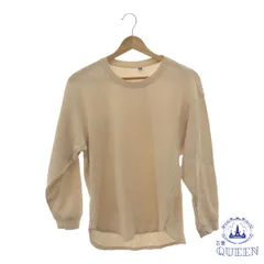 ☆美品☆ UNIQLO ユニクロ トップス ニット クルーネック リブ 長袖 レディース ベージュ M 901-4008 送料無料 古着