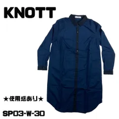 ★使用感あり★ KNOTT 長袖シャツワンピーストップス 綿100％ 紺 送料無料 古着