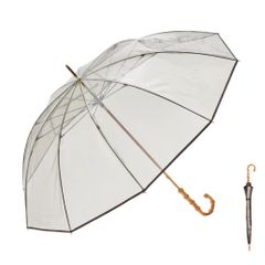 【人気商品】Waterfront 長傘 雨傘 umbulatio 10Kクリアライト パイピングカラーチョコレート 60cm キレイな弧を描く10本骨 グラスファイバー レディース U160-0808BR1-B2