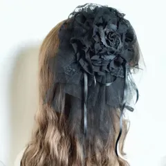 ゴシックローズ　ヘッドドレス　チュール　リボン　レース　ロリータ