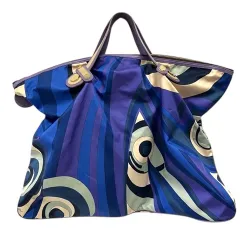 エミリオプッチ EMILIO PUCCI ボストンバッグ ハンドバッグ 大容量 プッチ柄 プリント ロゴ ナイロン ファスナー開閉 マルチカラー 青 ブルー 紫 パープル ベージュ ゴールドのサムネイル