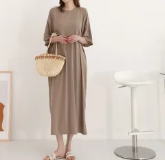 新品) ブラック 半袖 ロング丈ワンピース オーバーサイズ マタニティワンピース