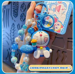 ドラえもんかわいいカートウーンキーホルダービーズキーホルダーバッグペンダントストラップ 手首 ハンドストラップ