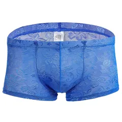総レースボクサーパンツ メンズ 透け感 前閉じ 通気性 フィット ピッタリ セクシー メンズ下着 肌着 インナー 速乾　c504