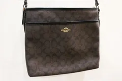 ★COACH/コーチ F58297 シグネチャー PVC×レザー ショルダーバッグ 肩掛け ブラウン×ブラウン Wポケット レディース バッグ USED ★