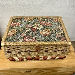 美品 昭和レトロ 薔薇柄 ソーイングボックス 裁縫箱 バスケット - メルカリ