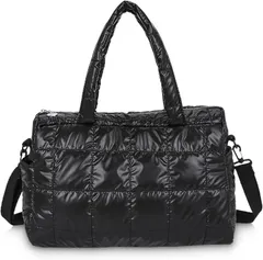 MT's SHOP トートバッグ ショルダー レディース A4 軽量 光沢 キルティング ふわふわ サイドポケット 斜めがけ 手提げ 通勤 SH400(ブラック)