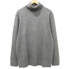 ユニクロ UNIQLO 美品 23AW カシミヤ100% タートルネック ニット カットソー セーター 長袖 薄手 L グレー