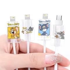 Dabozi ケーブル保護カバー ライトニングケーブル データラインプロテクター ケーブルプロテクター 断線防止 ケーブルクリップ ケーブル収納カバー 折り防止 かわいい 防水 耐摩耗性 4個