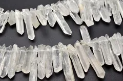 クリスタル 氷柱カット（中） １連（約38cm） パワーストーン 天然石 _R5460-1