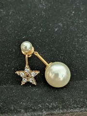 良品　DIOR　シングルピアス トライバル フェイクパール ラインストーン