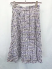 ◇ ⊇ プロポーションボディドレッシング ツイード 膝下丈 フレア スカート サイズM パープル系 マルチ レディース E  【1507010007290】