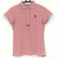 ★特価★ジャックバニー 半袖ポロシャツ レッド×白 ボーダー バニー刺しゅう  レディース 0(S) ゴルフウェア Jack Bunny