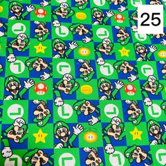 スーパーマリオ ルイージ 緑 シーチング 生地 ハギレ 綿 25