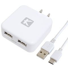 新品 KYOHAYA USB 充電器 スマホ Type-C 急速充電 ACアダプター 薄型 2ポート 2.4A スマートIC搭載 2台同時充電 USB Type-C ケーブル付属セット Android/Xperia XZ/Galaxy s9/Galaxy s9