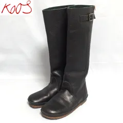 ★Koos NINA-L ロゴ レザー ベルト ロング ブーツ 黒 35 ニーナL コース★