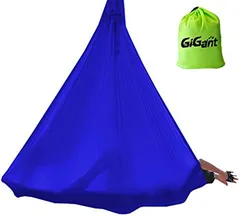 GiGant ギグアント エアリアルヨガ 5ｍx2.8ｍ ハンモック 単体 空中ヨガ 反重力 エクササイズ エアロ ロイヤルブルー(01.ロイヤルブルー)