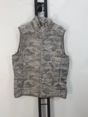 UNIQLO(ユニクロ) 軽量 ダウンジャケット ベスト カモフラ グレー L