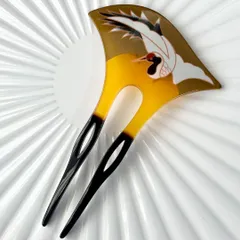 KZ009-a 簪 かんざし つる 鶴 バチ型 結婚式 和装 髪飾り 卒業式 成人式 着物 留袖 和装小物 普段使い ヘアアレンジ おしゃれ お洒落 お呼ばれ 花魁 お祭り かわいい 可愛い 母親 二本挿し 二本差し 二股 扇 銀杏型 花嫁 ヘアアクセサリー