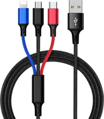 【２個セット】 3in1 充電ケーブル USB ケーブル 3A 急速充電 充電コード USB Type C ケーブル Micro USB ケーブルiPhone 充電ケーブル iPhone Android タイプC