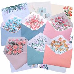 【人気商品】moin moin レターセット 便箋 手紙 4枚 + 封筒 2枚 × 6種 アソート セット/花柄 フラワー 花 小花 おしゃれ カラフル (ピンク 牡丹/グリーン ハラン/ブルー 勿忘草/オレンジ ひまわり/レッド ベゴニア/百合) 2211l