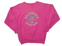 80s "CALIFORNIA BEACH CLUB" プリントスウェットシャツ ピンク USA古着