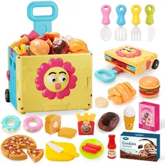 【新品】 REMOKING おままごとセット おままごと 食材 収納ボックス付き スタンプ自作可能 知育玩具 男の子 女の子 お誕生日プレゼント ごっこ遊び 子供用ショッピングカート トロリー プレイセット 1