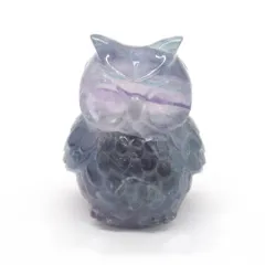 梟 フクロウの置物 フローライト 蛍石 天然石製 パワーストーンオブジェ 5cm