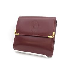 Cartier / カルティエ ■マスト　二つ折り財布　コンパクト　レザー　ボルドー　ギャランティカード 【財布/サイフ/ウォレット/wallet/コイン】 ブランド【中古】 