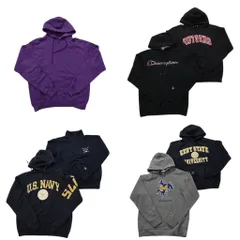 古着卸 まとめ売り チャンピオン Champion スウェット 7枚セット (メンズ S /M ) 3段プリント カレッジ NAVY ハーフジップ 中古古着 NC4007