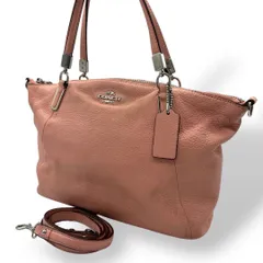 良品 699 コーチ トートバッグ 2way ピンク レザー シボ革