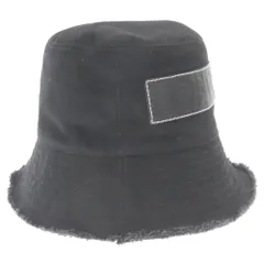 ロエベ レザー ロゴ パッチ フリンジ バケット ハットブラック 57 LOEWE - ロエベ LOEWE ロゴ レザーパッチ 革タグ K820HB1X20