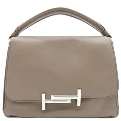 トッズ TODS 2WAYバッグ ダブルT レザー グレージュ シルバー金具 チェーンショルダー ショルダーバッグ ハンドバッグ  【保存袋】【中古】