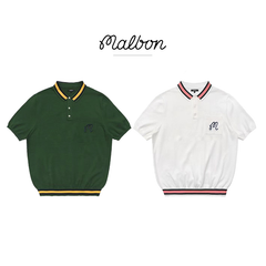 MALBON 夏新作 ゴルフウェア メンズ ニット ポロシャツ 半袖 軽量薄手 伸縮性 通気性 スポーツ ファッション