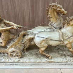 7255 馬 チャリオット像 ローマの戦闘馬車 置物 オブジェ ケース付